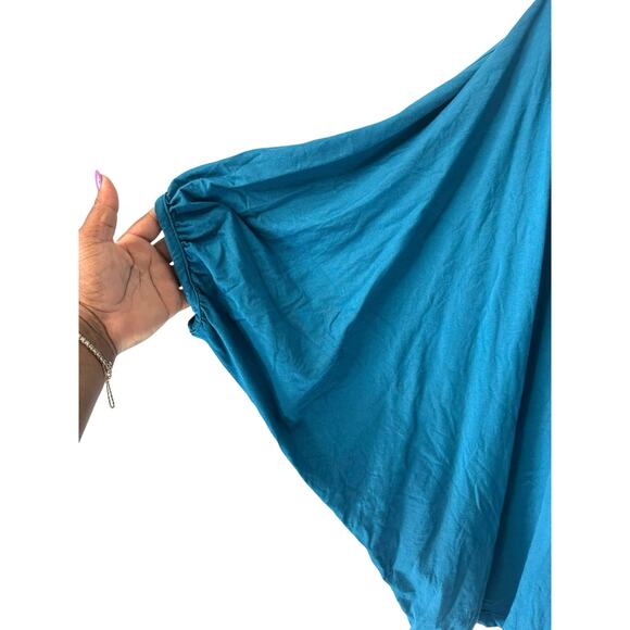 Bryn Walker Shirt‎ Blue Short Sleeve Cotton Lagenlook Relaxed Oversized Medium - Picture 7 of 10